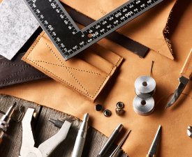 Leather crafting tools still life